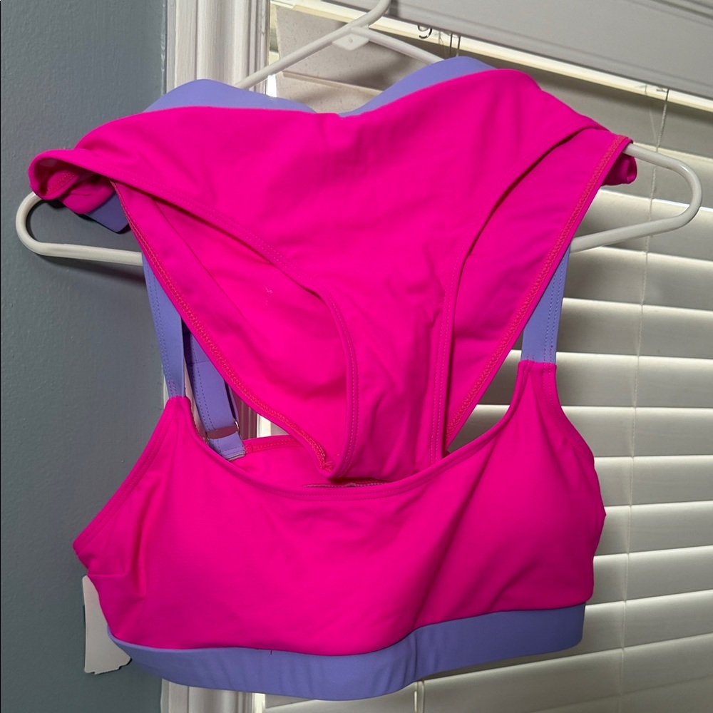 Kohl's Hot Pink Sports Bikini Top with Lavender Band